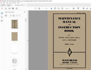 1941 MATCHLESS Motor Cycles 41-G3L MAINTENANCE & INSTRUCTION MANUAL  - PDF DOWNLOAD