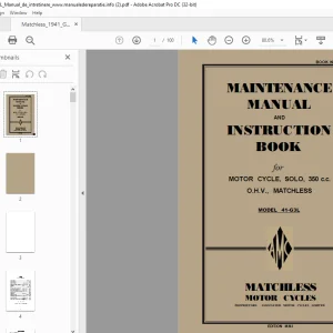1941 MATCHLESS Motor Cycles 41-G3L MAINTENANCE & INSTRUCTION MANUAL  - PDF DOWNLOAD