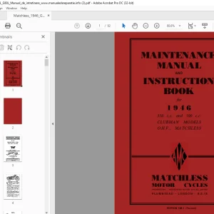 1946 Matchless 46/G3L and 46/G80L MAINTENANCE & INSTRUCTION Manual PDF