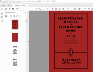 1948 Matchless Motor Cycles 48/G3l & 48/G80L MAINTENANCE & INSTRUCTION Book Manual