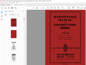 1949 MATCHLESS Motor Cycles 49/G3L and 49/G80L MAINTENANCE MANUAL