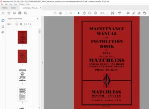 1952 Matchless 350 G3L G3LS G3LC G3LCS 500 G80 G80S G80C G80CS MAINTENANCE & INSTRUCTION Manual