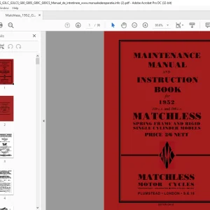1952 Matchless 350 G3L G3LS G3LC G3LCS 500 G80 G80S G80C G80CS MAINTENANCE & INSTRUCTION Manual