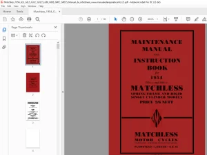 1954 MATCHLESS 350 G3L G3LS G3LC G3LCS 500 G80 G80S G80C G80CS MAINTENANCE MANUAL