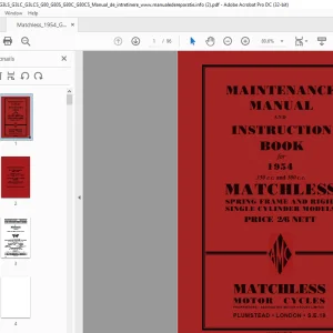 1954 MATCHLESS 350 G3L G3LS G3LC G3LCS 500 G80 G80S G80C G80CS MAINTENANCE MANUAL