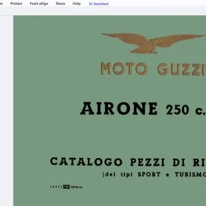 1956 Moto Guzzi Airone 250 c.c. Catalogo Pezzi Di Ricambio - PDF DOWNLOAD