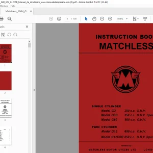1964 Matchless G3 G3S G80 G12 G12CSR INSTRUCTION BOOK Manual - PDF