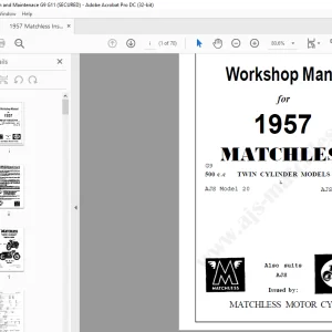 1967 Matchless G9 G11 TWIN CYLINDER Workshop Manual - PDF DOWNLOAD