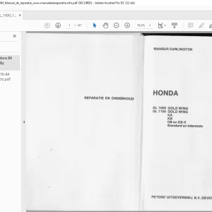 1976-1984 Honda GL 1000 GOLD WING GL 1100 GOLD WING REPARATIE EN ONDERHOUD MANUAL