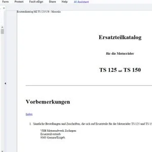 1980 MZ TS 125/150 - Miraculis Ersatzteilkatalog - PDF DOWNLOAD