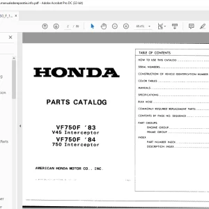 1983-1984 Honda VF750F V45 Interceptor VF750F 750 Interceptor Parts Manual