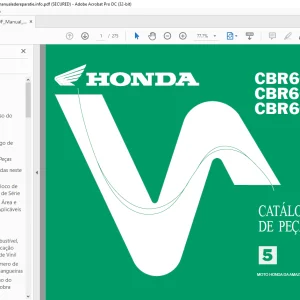 1984 Honda CBR600FX.Y.1 CBR600F4X.Y.1 CBR600FS1 CATÁLOGO DE PEÇAS Manual