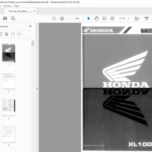 1984 Honda XL 100Vx MANUEL D'ATELIER - PDF