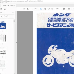 1987-1991 Honda CBR250FOUR CBR250R, RR サービスマニュアル PDF