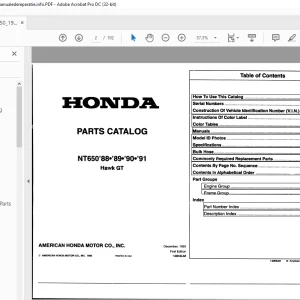 1988-1991 Honda NT650 Hawk GT PARTS Manual - PDF DOWNLOAD