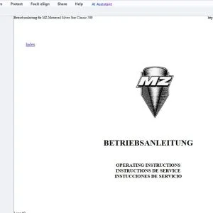 1993 MZ SILVER STAR CLASSIC 500 BETRIEBSANLEITUNG - PDF DOWNLOAD