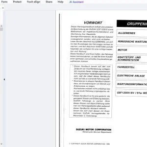 1996/1997 Suzuki GSF1200/S Bandit Bedienungs und Wartungshandbuch - PDF DOWNLOAD
