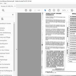 1996 Honda GL1500Cv F6C WERKSTATT-HANDBUCH  - PDF DOWNLOAD