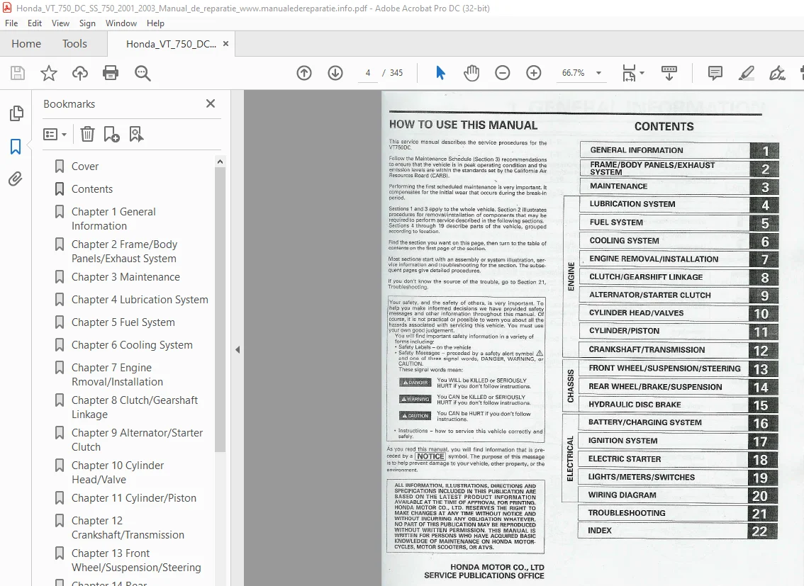 2001-2003 Honda VT750DC Service Manual - PDF - Image 2