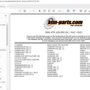 2001 KTM 125-200 (SX / MXC / EXC) Parts  Manual - PDF DOWNLOAD