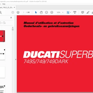 2005 Ducati 749S 749 749DARK Superbike Manuel d’utilisation et d’entretien PDF