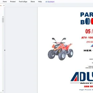 Adly ATV-100V (186A) Parts Manual - PDF DOWNLOAD