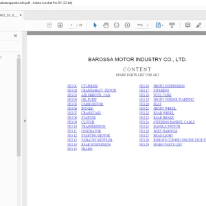 BAROSSA AK3 50II SPARE PARTS LIST Manual - PDF DOWNLOAD