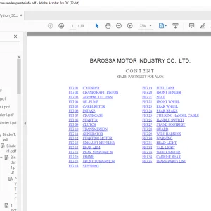 Barossa Python 50CC SPARE PARTS LIST Manual - PDF DOWNLOAD