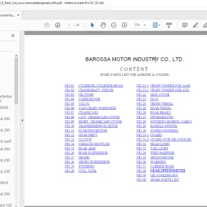 Barossa Quarterback QUA170E2R SPARE PARTS LIST Manual - PDF DOWNLOAD