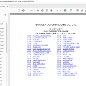Barossa Quarterback QUA250ER SPARE PARTS LIST Manual - PDF DOWNLOAD