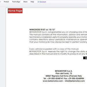 Beta Minicross R107 cc 10/12 Use & Maintenance Manual - PDF DOWNLOAD