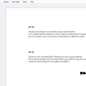 Beta Rev 80 Use & Maintenance Manual - PDF DOWNLOAD