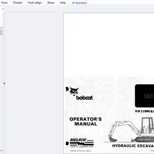Bobcat 116 Hydraulic Excavator Operator's Manual 6570362 - PDF DOWNLOAD