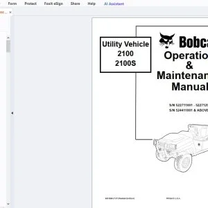 Bobcat 2100 2100S Utility Vehicle Operation & Maintenance Manual 6901986 - PDF DOWNLOAD