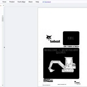 Bobcat 231 Operation & Maintenance Manual SN 11999 & Below - PDF DOWNLOAD