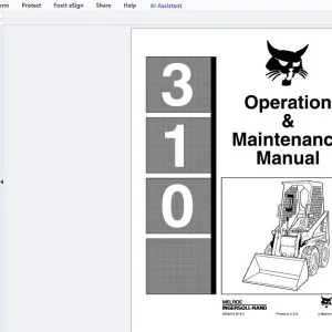 Bobcat 310 Operation & Maintenance Manual 6556215 - PDF DOWNLOAD