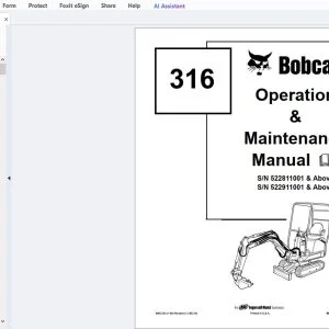 Bobcat 316 Operation & Maintenance Manual 6902283 - PDF DOWNLOAD