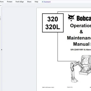 Bobcat 320 320L Operation & Maintenance Manual SN 224511001 & Above - PDF DOWNLOAD