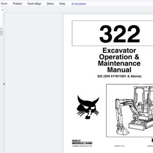Bobcat 322 Excavator Operation & Maintenance Manual (SN 517811001 & Above) - PDF DOWNLOAD
