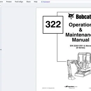 Bobcat 322 Operation & Maintenance Manual SN 223511001 & Above - PDF DOWNLOAD