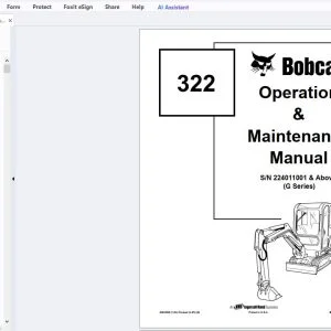 Bobcat 322 Operation & Maintenance Manual SN 224011001 & Above - PDF DOWNLOAD