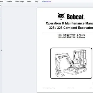 Bobcat 325 328 Compact Excavator Operation & Maintenance Manual 6902610 - PDF DOWNLOAD