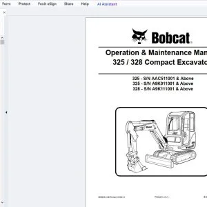 Bobcat 325  328 Compact Excavator Operation & Maintenance Manual 6986939 - PDF DOWNLOAD