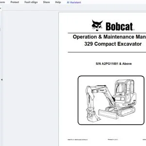Bobcat 329 Compact Excavator Operation & Maintenance Manual SN A2PG11001 & Above - PDF DOWNLOAD