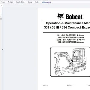 Bobcat 331 331E 334 Compact Excavator Operation & Maintenance Manual 6986942 - PDF DOWNLOAD