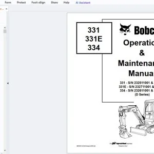 Bobcat 331 331E 334 Operation & Maintenance Manual 6901957 - PDF DOWNLOAD