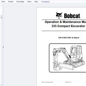 Bobcat 335 Compact Excavator Operation & Maintenance Manual 6904774 - PDF DOWNLOAD