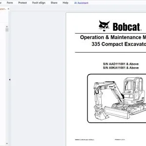 Bobcat 335 Compact Excavator Operation & Maintenance Manual 6986948 - PDF DOWNLOAD