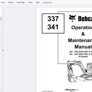 Bobcat 337 341 Operation & Maintenance Manual 6901022 - PDF DOWNLOAD