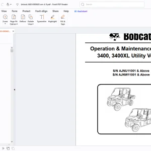 Bobcat 3400 3400XL Utility Vehicle Operation & Maintenance Manual  PDF